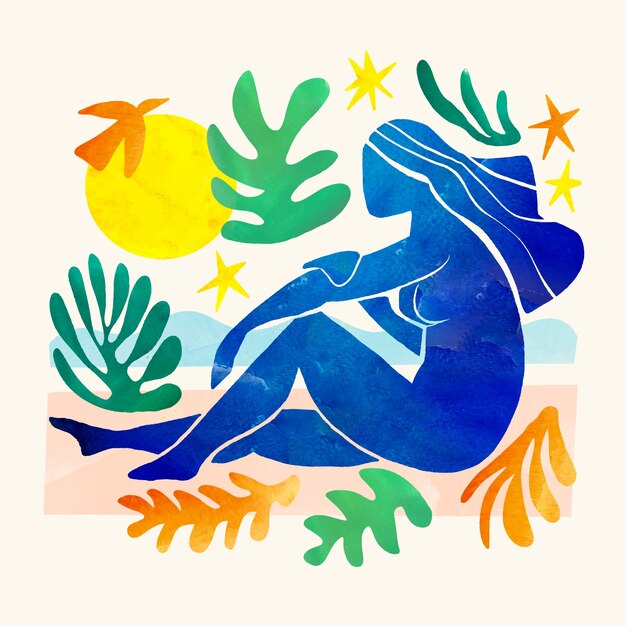 Ilustración de estilo matisse acuarela