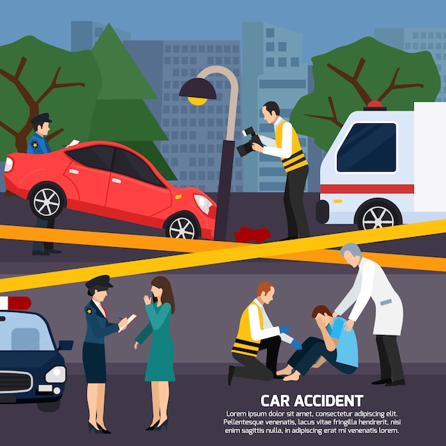 Vector gratuito ilustración de estilo plano de accidente de coche