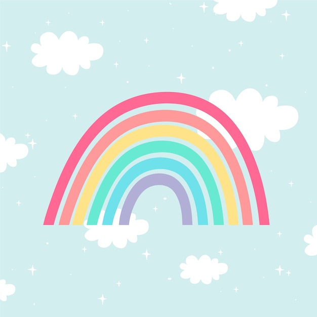 Ilustración de estilo plano del arco iris