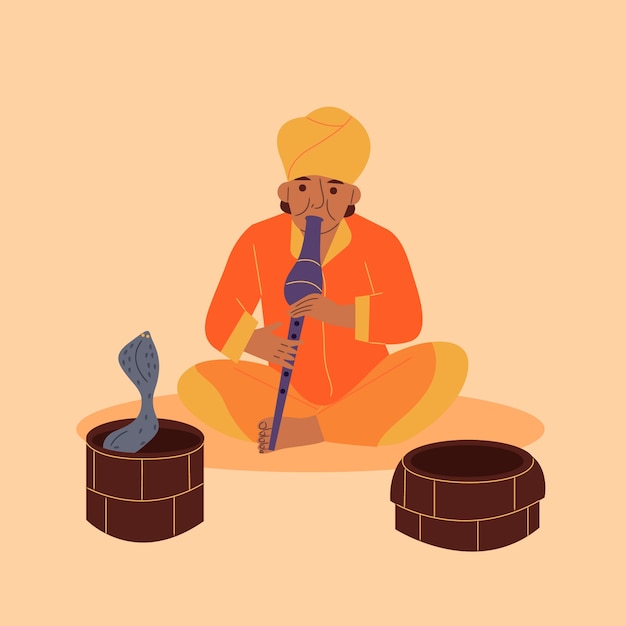 Ilustración de estilo de vida indio dibujado a mano