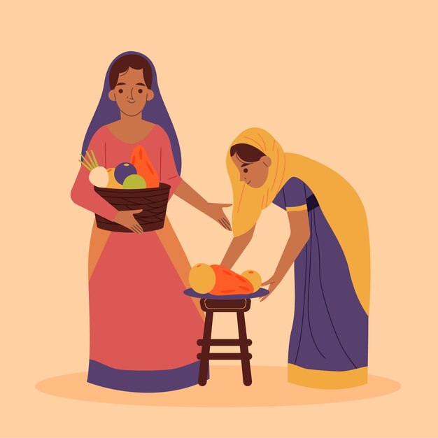 Ilustración de estilo de vida indio dibujado a mano