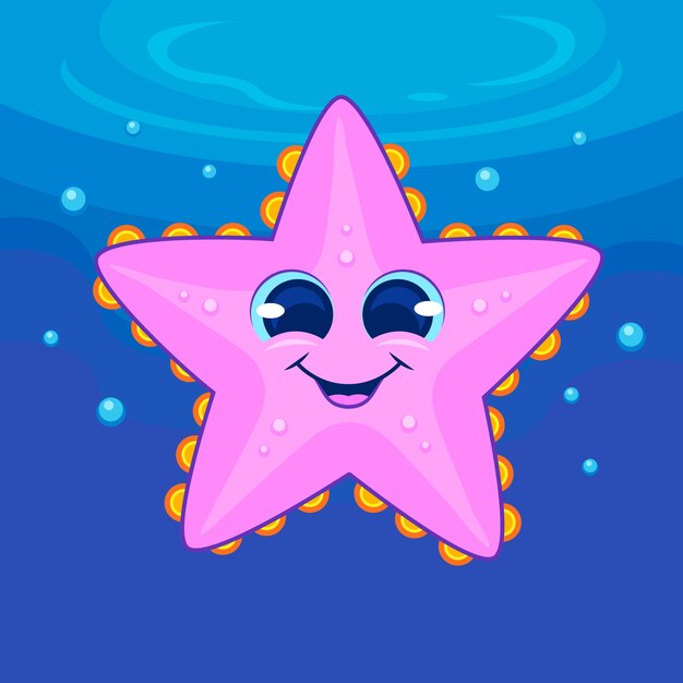 Ilustración de estrella de mar de dibujos animados dibujados a mano