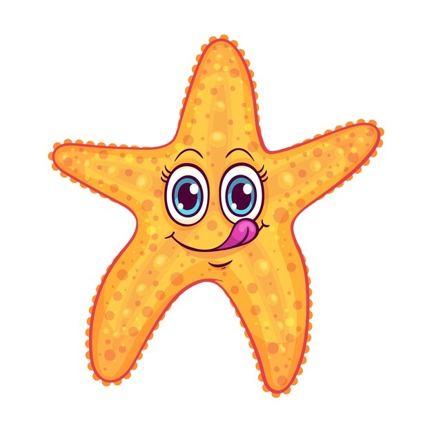 Ilustración de estrella de mar de dibujos animados dibujados a mano