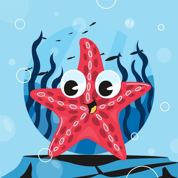 Ilustración de estrella de mar de dibujos animados plana