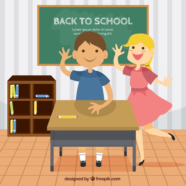 Ilustración de estudiantes adorables en la clase