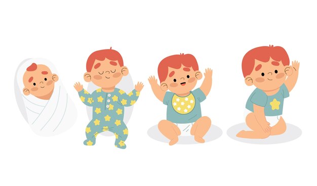 Ilustración de las etapas de un bebé