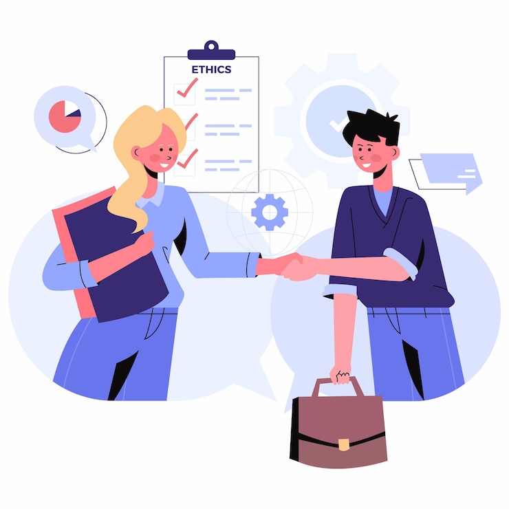 Vector gratuito ilustración de ética empresarial de diseño plano con personas