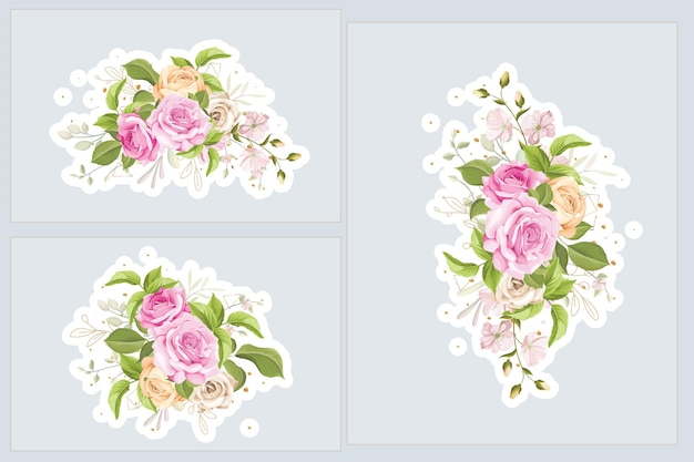 Vector gratuito ilustración de etiqueta de ramo floral de rosas acuarela