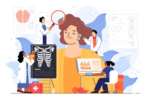 Ilustración de evaluación física dibujada a mano