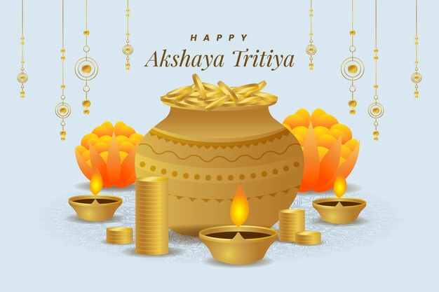 Ilustración del evento Akshaya tritiya con adornos