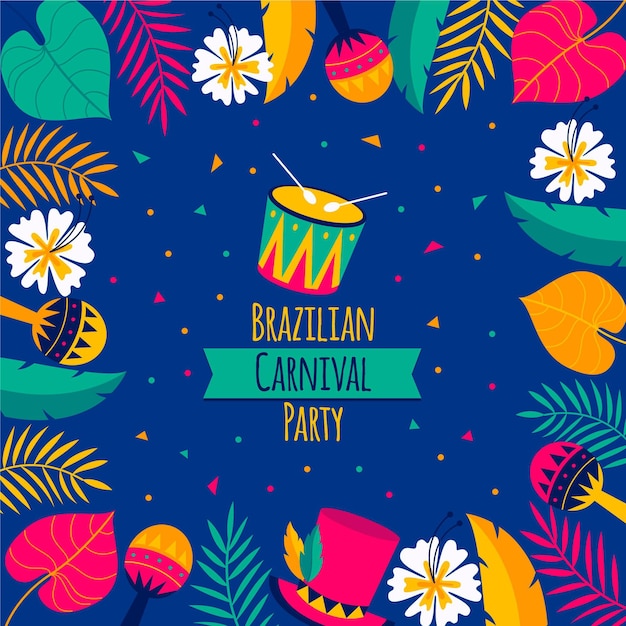 Vector gratuito ilustración de evento de carnaval brasileño de diseño plano