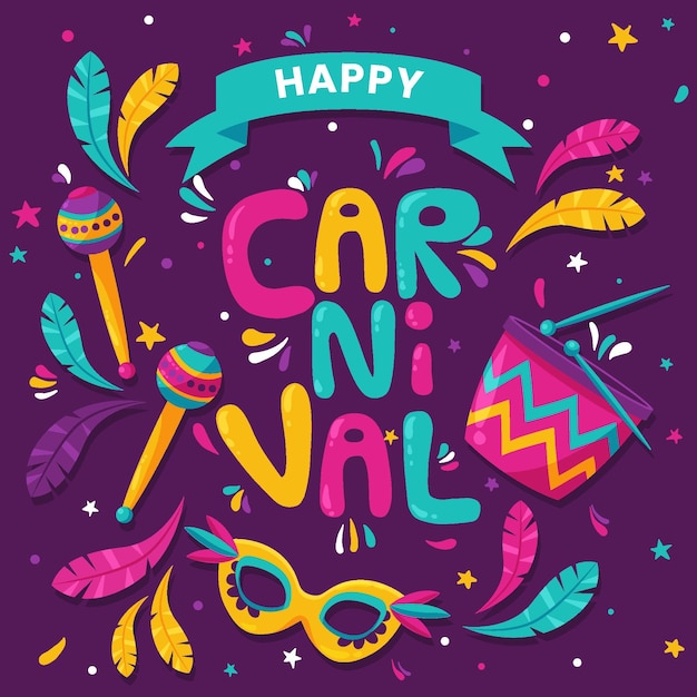 Vector gratuito ilustración de evento de carnaval brasileño con elementos festivos