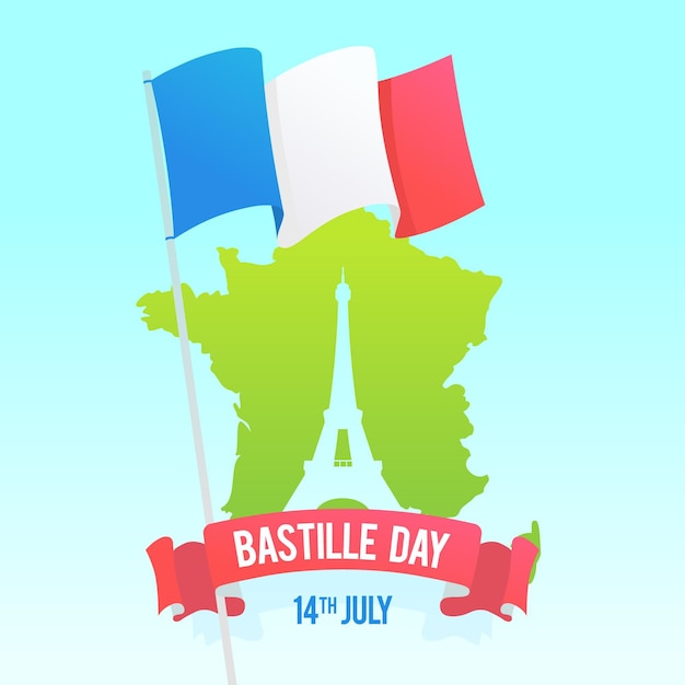 Ilustración de evento de día de bastille de diseño plano