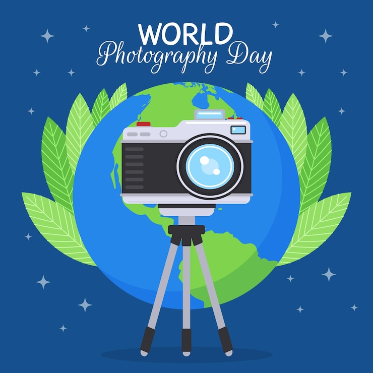 Vector gratuito ilustración de evento de día de fotografía mundial de diseño plano
