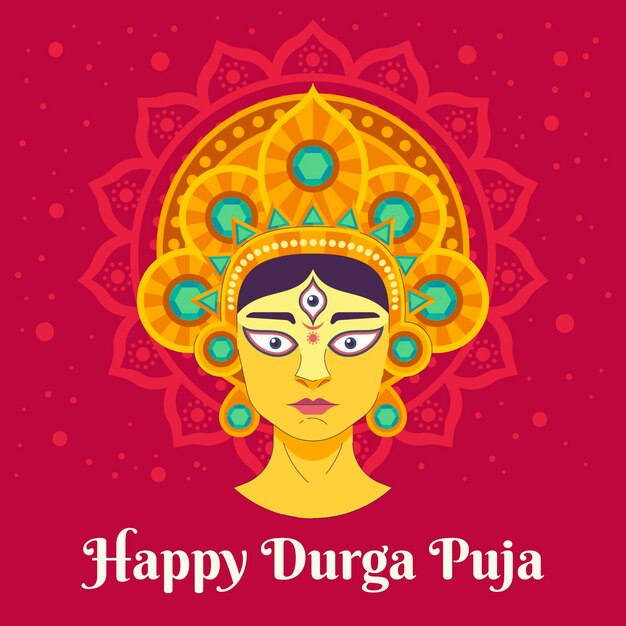 Ilustración de evento de durga-puja de diseño plano