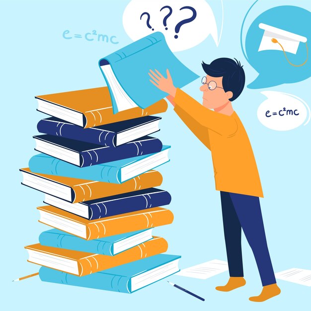 Ilustración de examen de ingreso a la universidad dibujado a mano