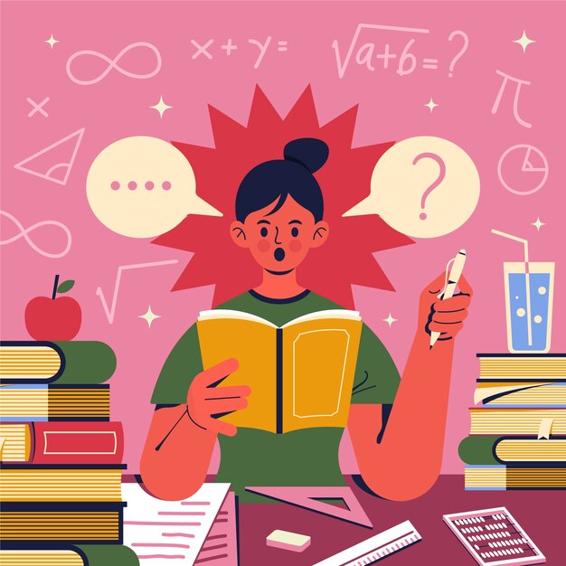 Ilustración de examen de ingreso a la universidad plana