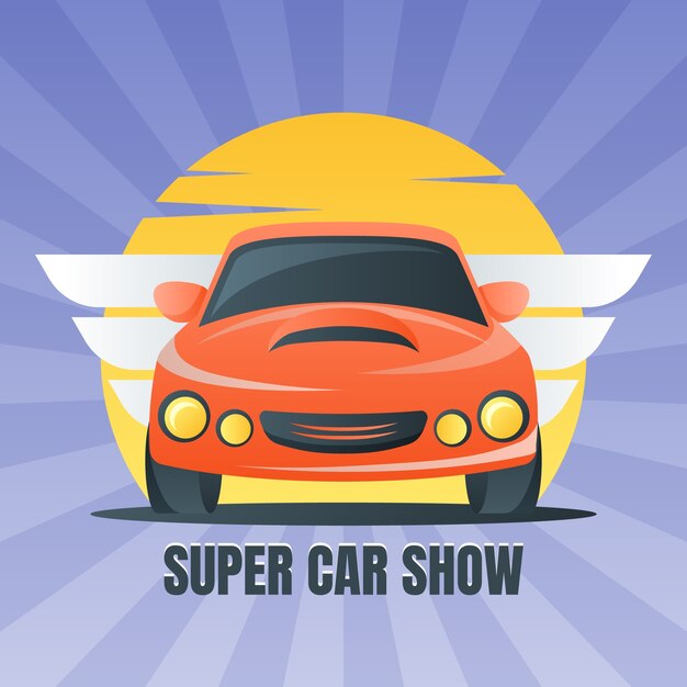 Ilustración de exhibición de autos degradados