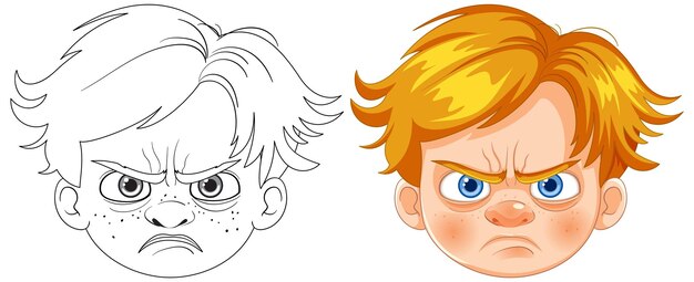 Ilustración de la expresión de dibujos animados de Angry Boy