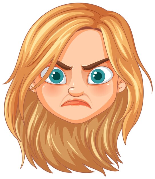 Ilustración de la expresión de una mujer enojada