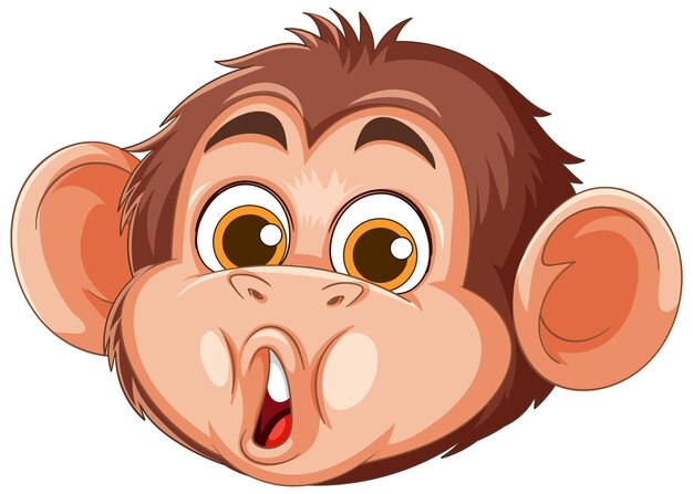 Ilustración expresiva de la cara del mono de dibujos animados