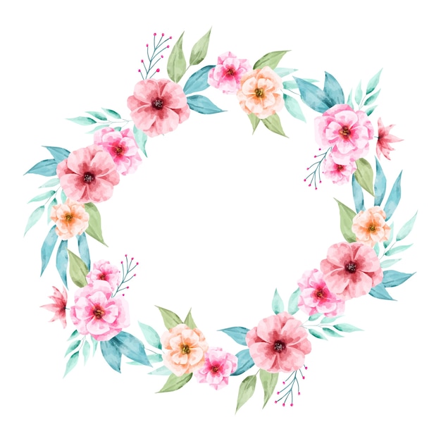 Vector gratuito ilustración de exuberante corona floral en estilo acuarela