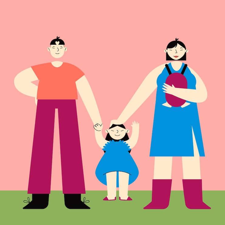 Vector gratuito ilustración de familia asiática de diseño plano