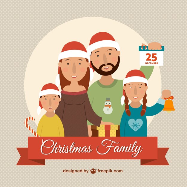 Ilustración de familia en Navidad