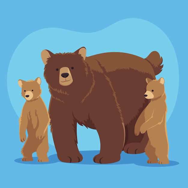 Ilustración de familia de oso dibujado a mano