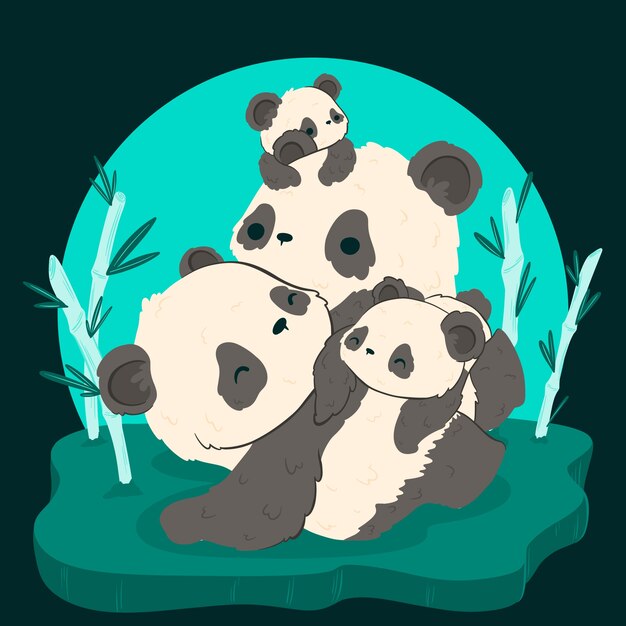 Ilustración de familia de oso dibujado a mano