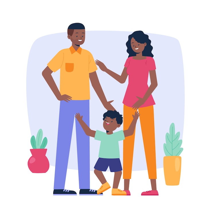 Vector gratuito ilustración familiar negra dibujada a mano