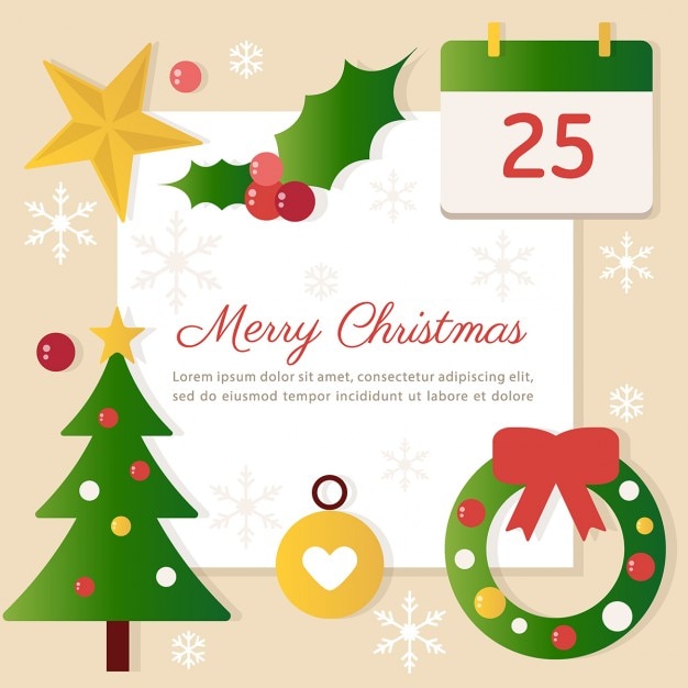 Ilustración de felicitación de navidad con elementos