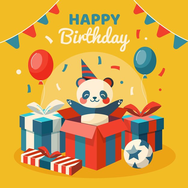Ilustración de feliz cumpleaños con oso