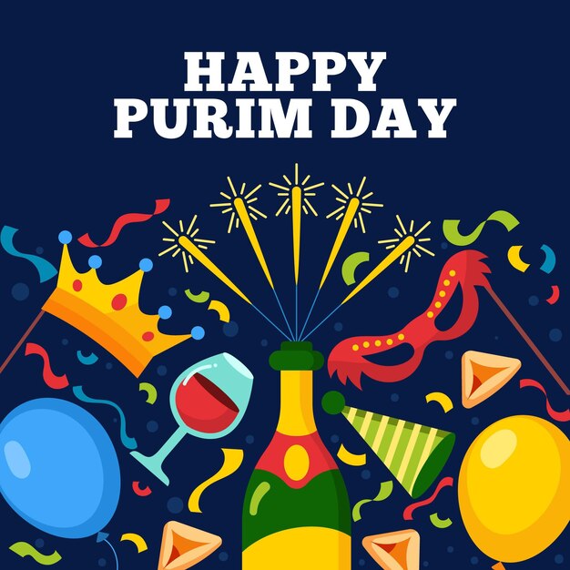 Ilustración de feliz día de purim