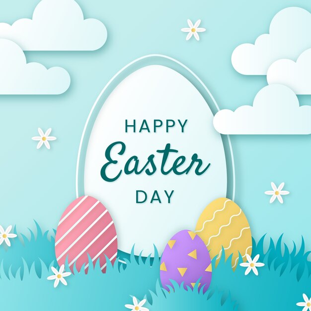 Ilustración de feliz pascua de estilo de papel