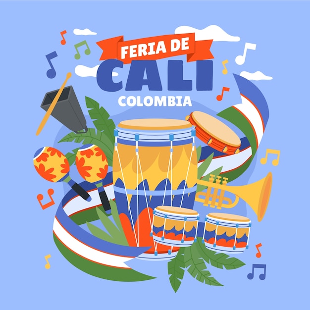 Ilustración de la feria de cali plana