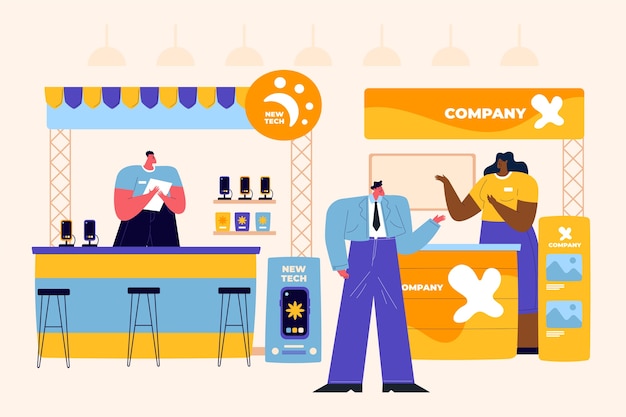 Ilustración de feria comercial de diseño plano