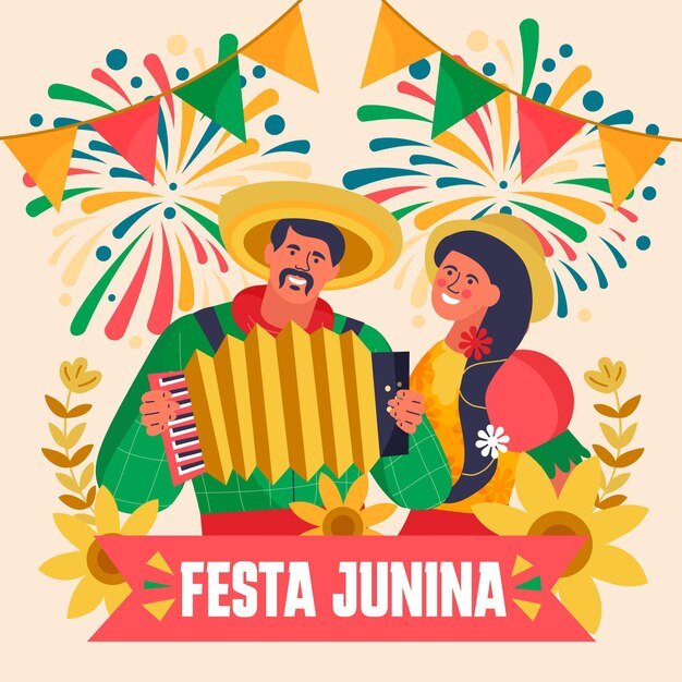 Ilustración de festa junina plana orgánica