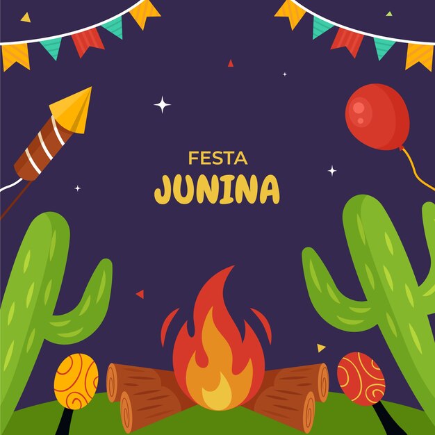 Ilustración de festas juninas planas dibujadas a mano