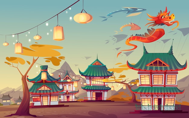 Vector gratuito ilustración del festival de cometas weifang en china