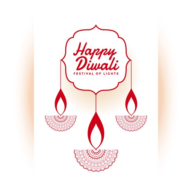 Ilustración de festival indio feliz diwali blanco