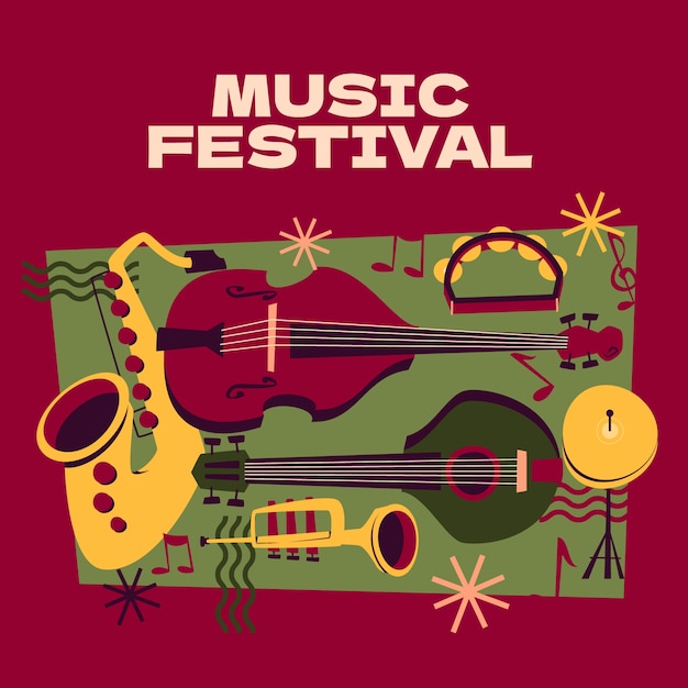 Vector gratuito ilustración del festival de música dibujada a mano