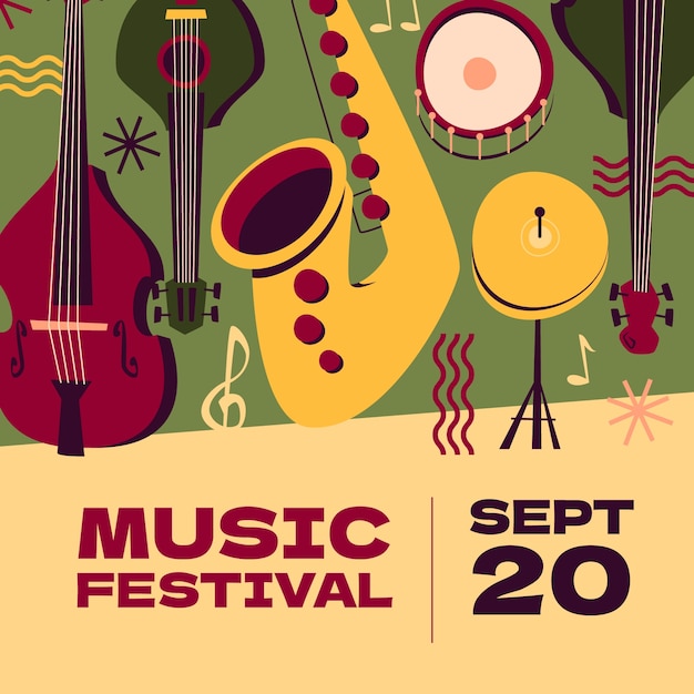 Vector gratuito ilustración del festival de música dibujada a mano