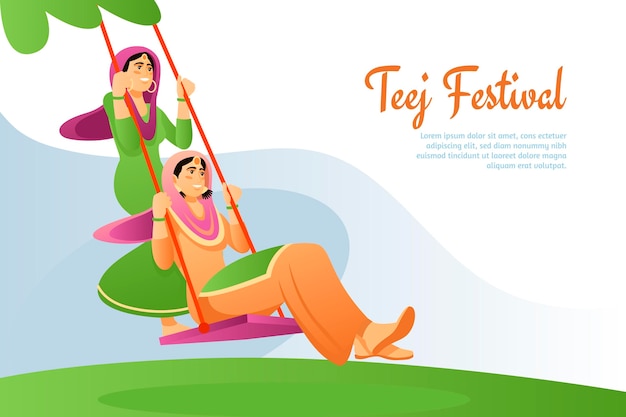 Vector gratuito ilustración de festival de teej degradado