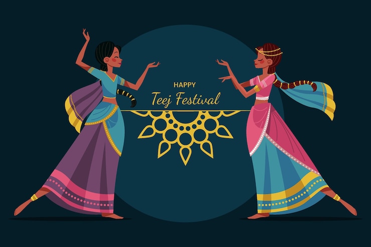 Vector gratuito ilustración del festival de teej