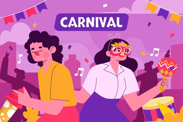 Ilustración de fiesta de carnaval plana