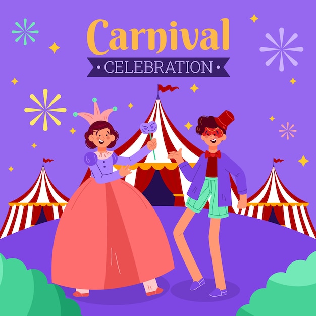 Vector gratuito ilustración de fiesta de carnaval plana