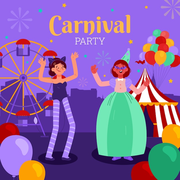 Vector gratuito ilustración de fiesta de carnaval plana