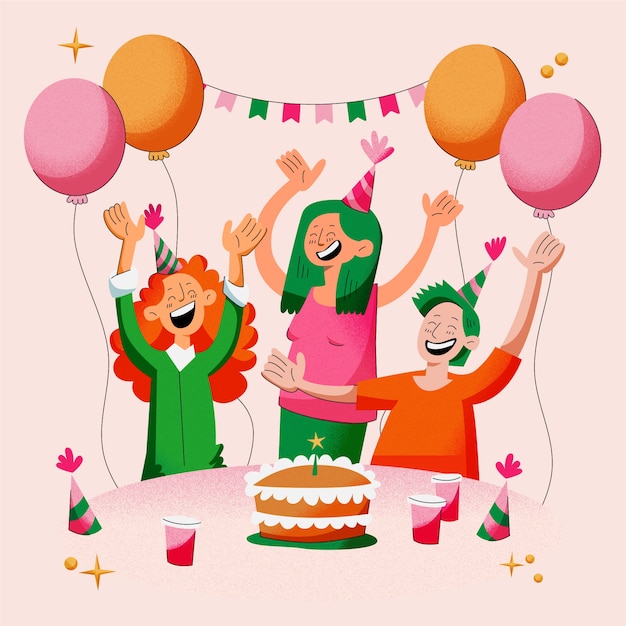 Vector gratuito ilustración de fiesta de cumpleaños feliz