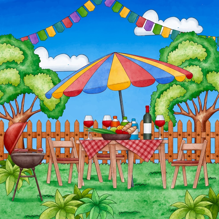 Vector gratuito ilustración de fiesta en el jardín acuarela